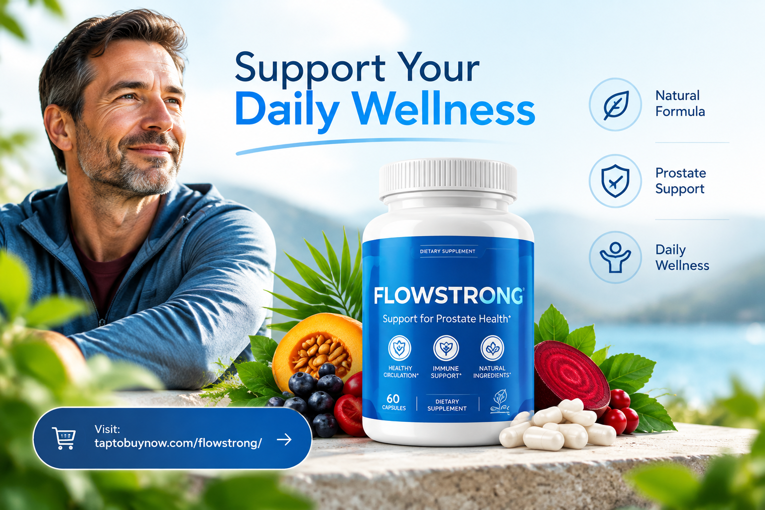 FlowStrong daily wellness product presentation
