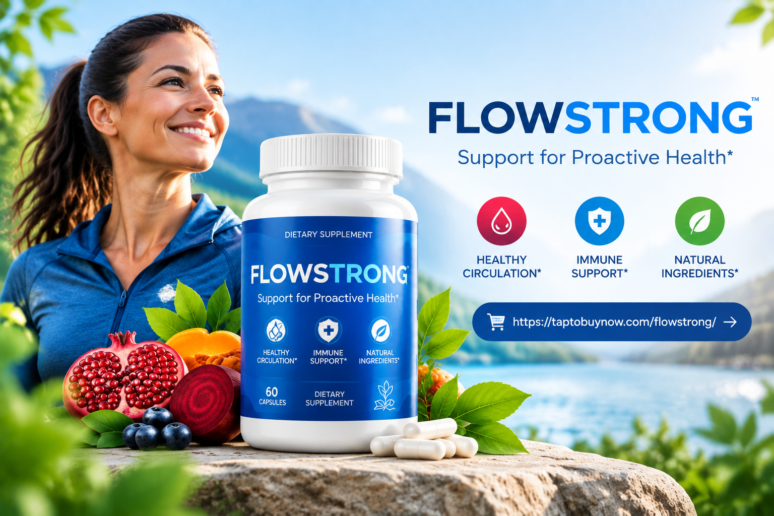 FlowStrong dietary supplement product presentation
